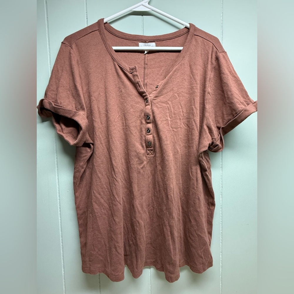 Maurices Short Sleeve Henley Top - Rust